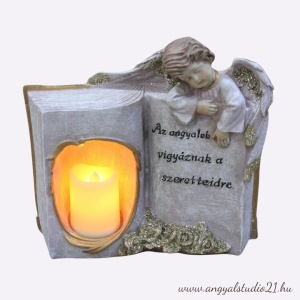 Rózsaszín kegyeleti LED angyal-24 cm