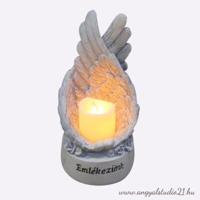 Sötétszürke LED szárnyak "Emlékezünk" 21cm