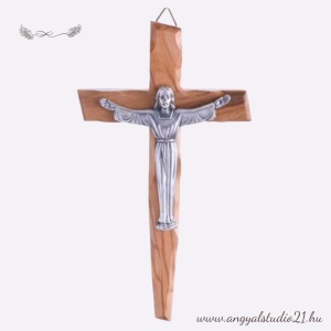 Feszület-fali, olíva fábòl 13cm