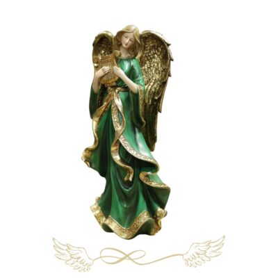 Zöld-arany angyal , lírával 38cm