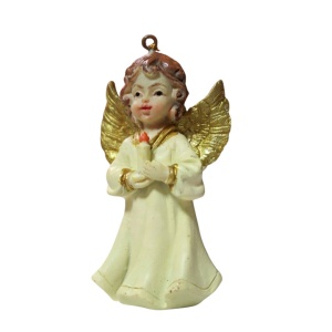 Krémszínű felfüggeszthető angyal karácsonyfadísz