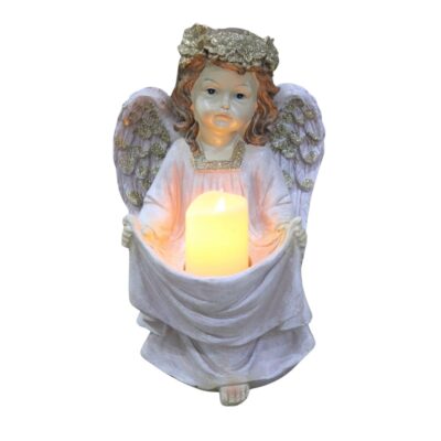 Rózsaszín-arany angyal LED gyertyával 31cm