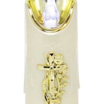 Fehér-arany LED sírgyertya 16cm